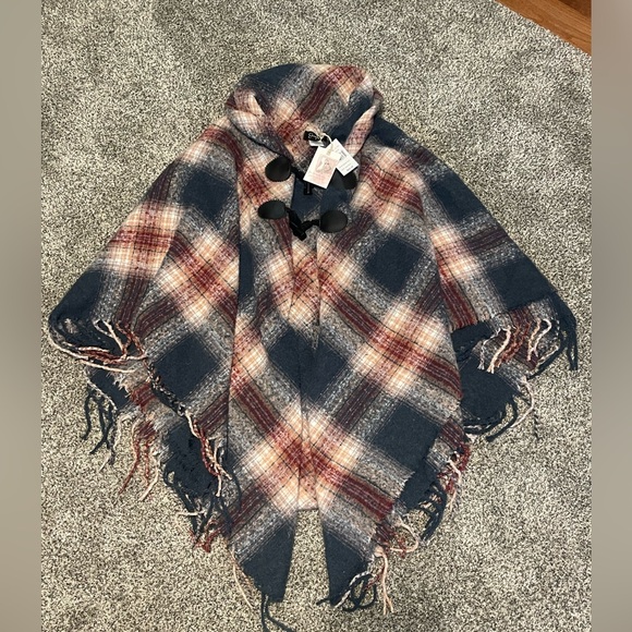 Jessica Simpson Sweaters - Jessica Simpson Plaid Fringe Poncho